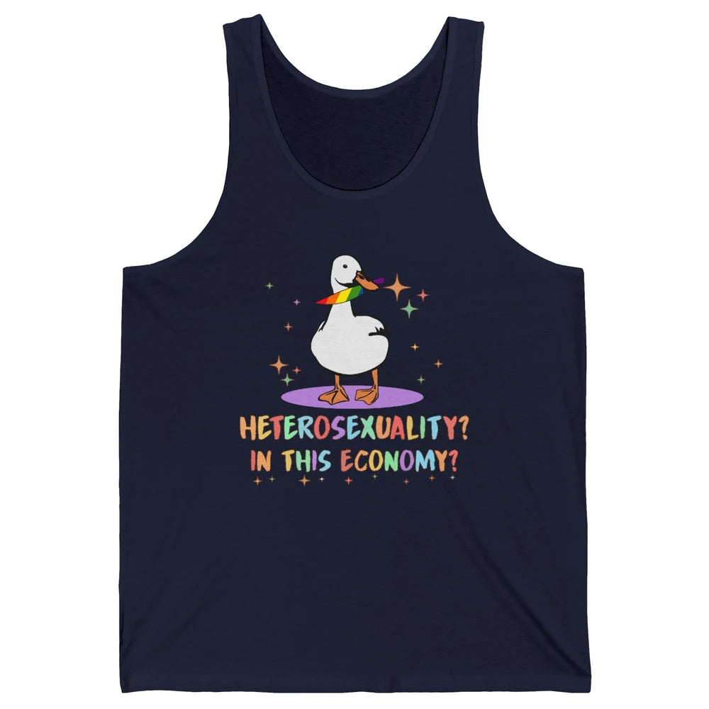 Heterosexuality In This Economy LGBT Goose Rainbow Gay Pride Unisex Jersey Tank