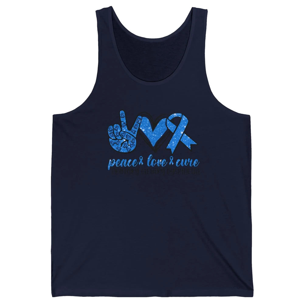 Primary Ciliary Dyskinesia Peace Love Cure Blue Ribbon Unisex Jersey Tank
