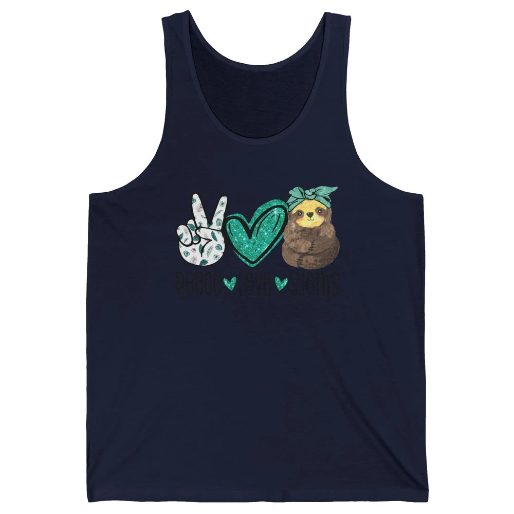 Peace Love Sloths Cute Baby Sloth With Bandana Sloth Lovers Unisex Jersey Tank