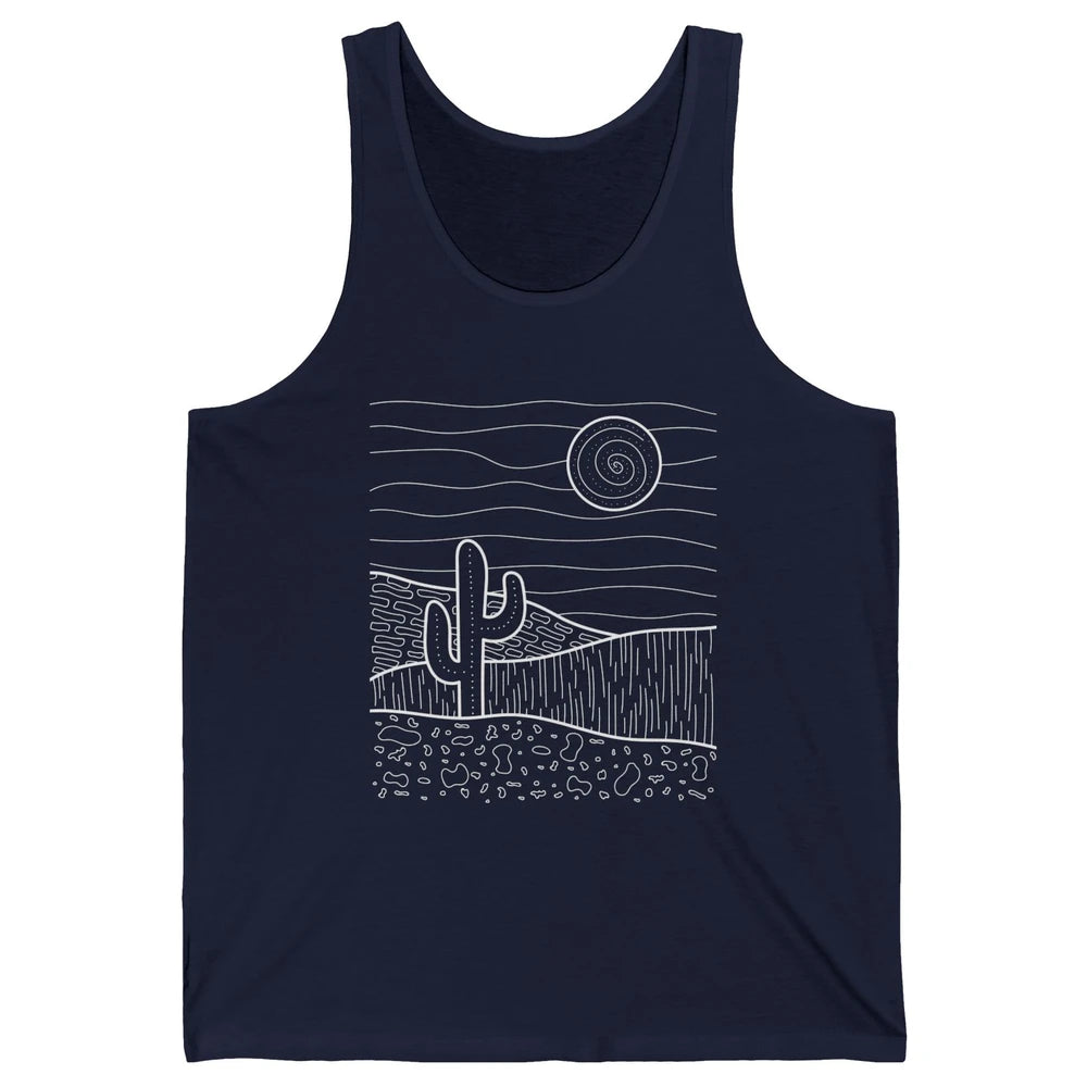 Abstract Desert Cactus Sunset Western Country Minimalist Unisex Jersey Tank