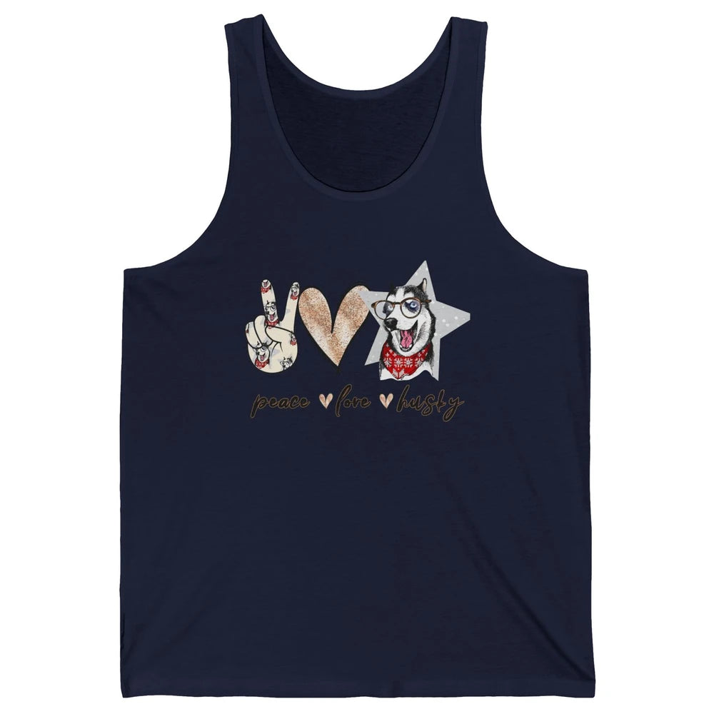 Peace Love Husky Funny Siberian Husky Mom Dog Lovers Gift Unisex Jersey Tank