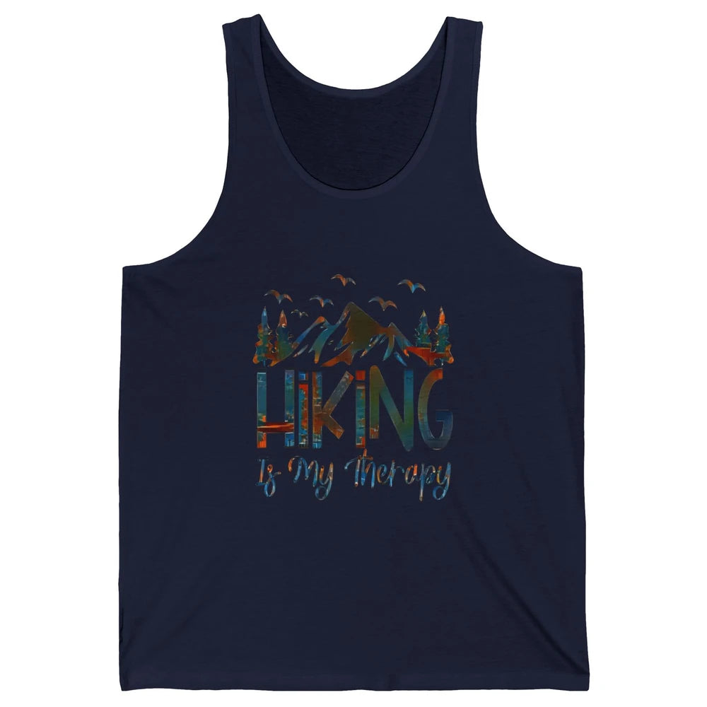 Hiking Is My Therapy Mountain Hike Wander Camping Outdoor Unisex Jersey Tank
