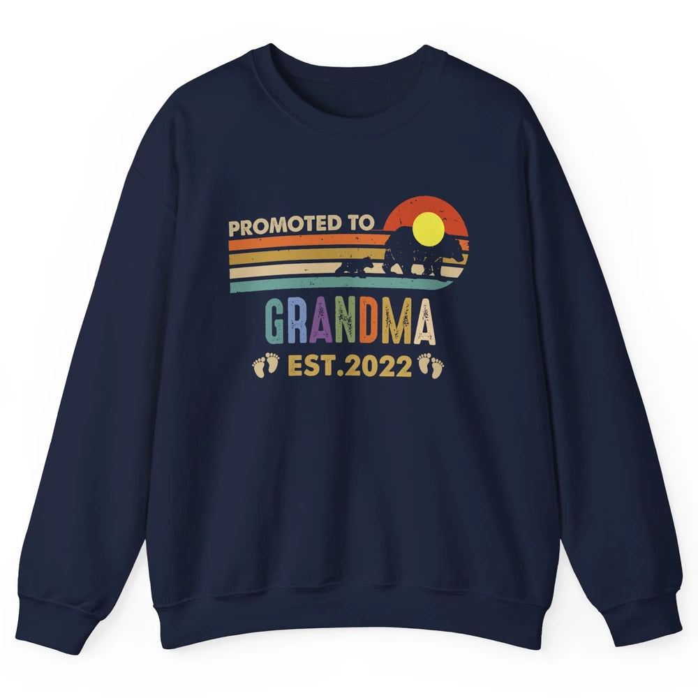 Retro Bear Sunset Promoted To Grandma Est 2022 Pregnancy Unisex Crewneck Sweatshirt