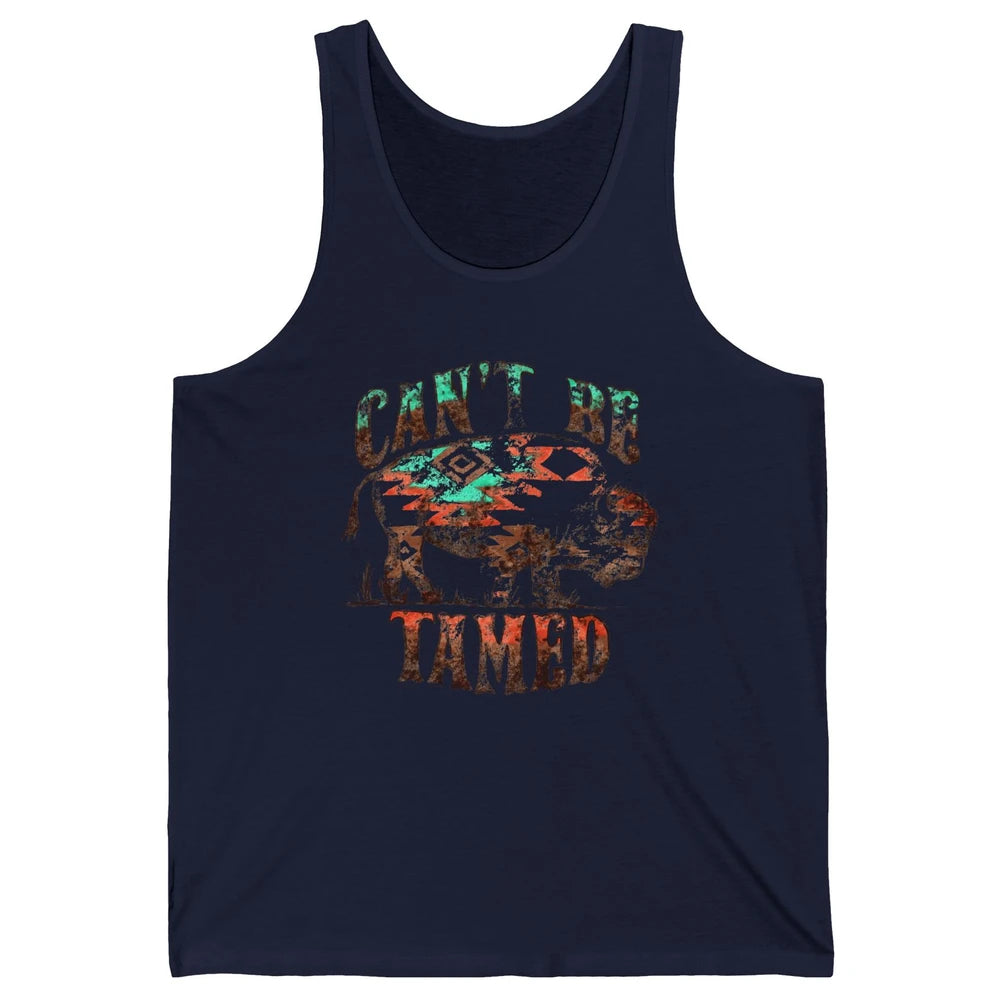 Retro Buffalo Aztec Can't Be Tamed Western Country Highland Unisex Jersey Tank