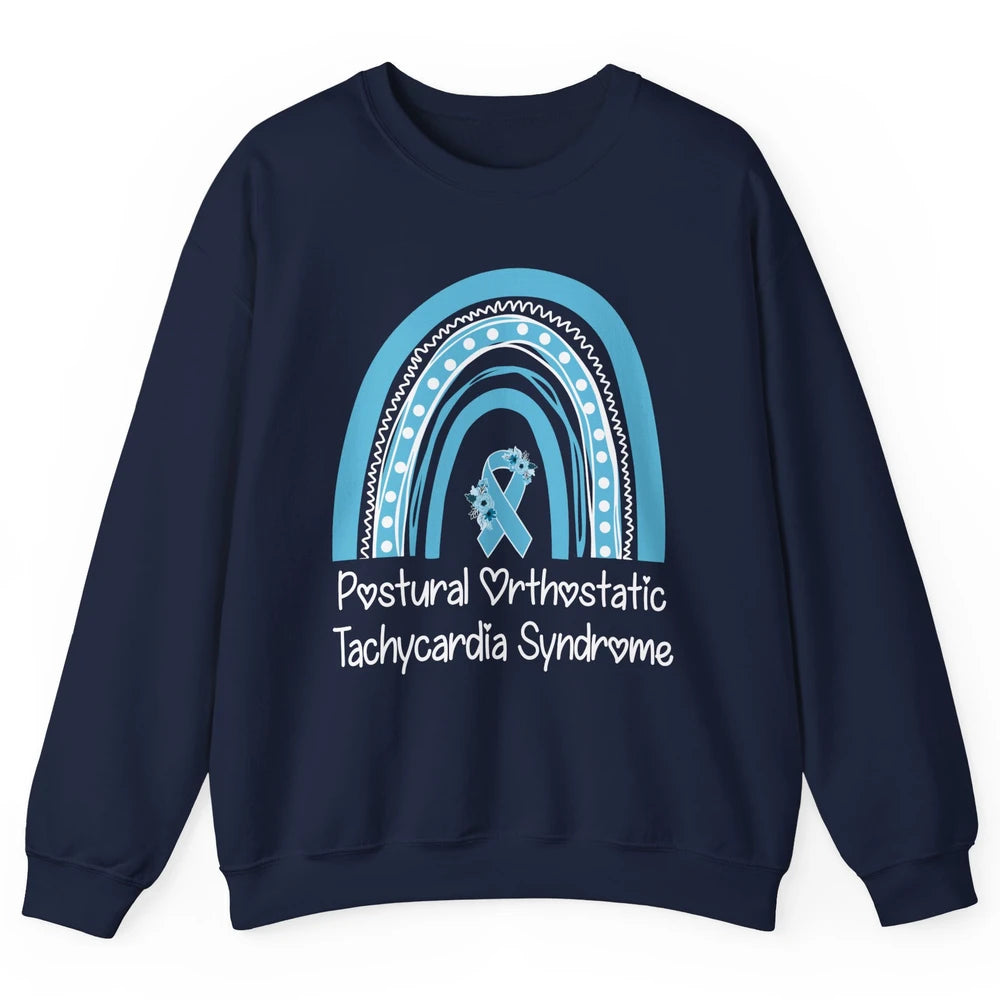 Postural Orthostatic Tachycardia Syndrome Turquoise Rainbow Unisex Crewneck Sweatshirt