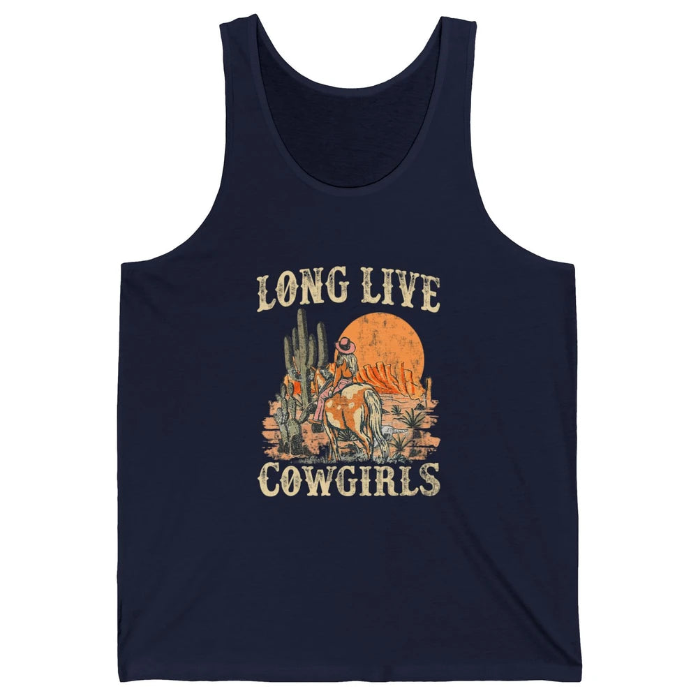 Retro Long Live Howdy Rodeo Western Desert Cowgirl Horseback Unisex Jersey Tank