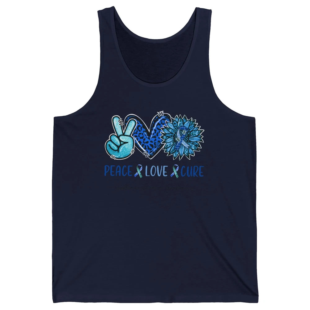 Castleman Disease Awareness Blue Ribbon Peace Love Cure Unisex Jersey Tank