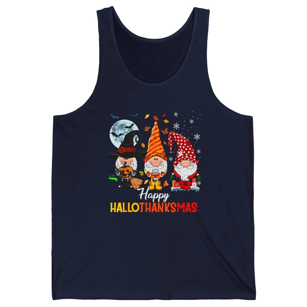 Funny Pumpkin Gnomes Hallo-thank-mas Thanksgiving Christmas Unisex Jersey Tank