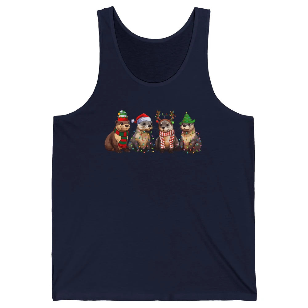 Otters Christmas Lights Sea Animal Christmas Otter Lovers Unisex Jersey Tank