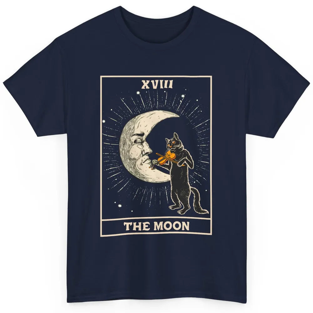 Retro Halloween Cat Guitarist The Moon Tarot Card Witchcraft Classic Unisex T-Shirt