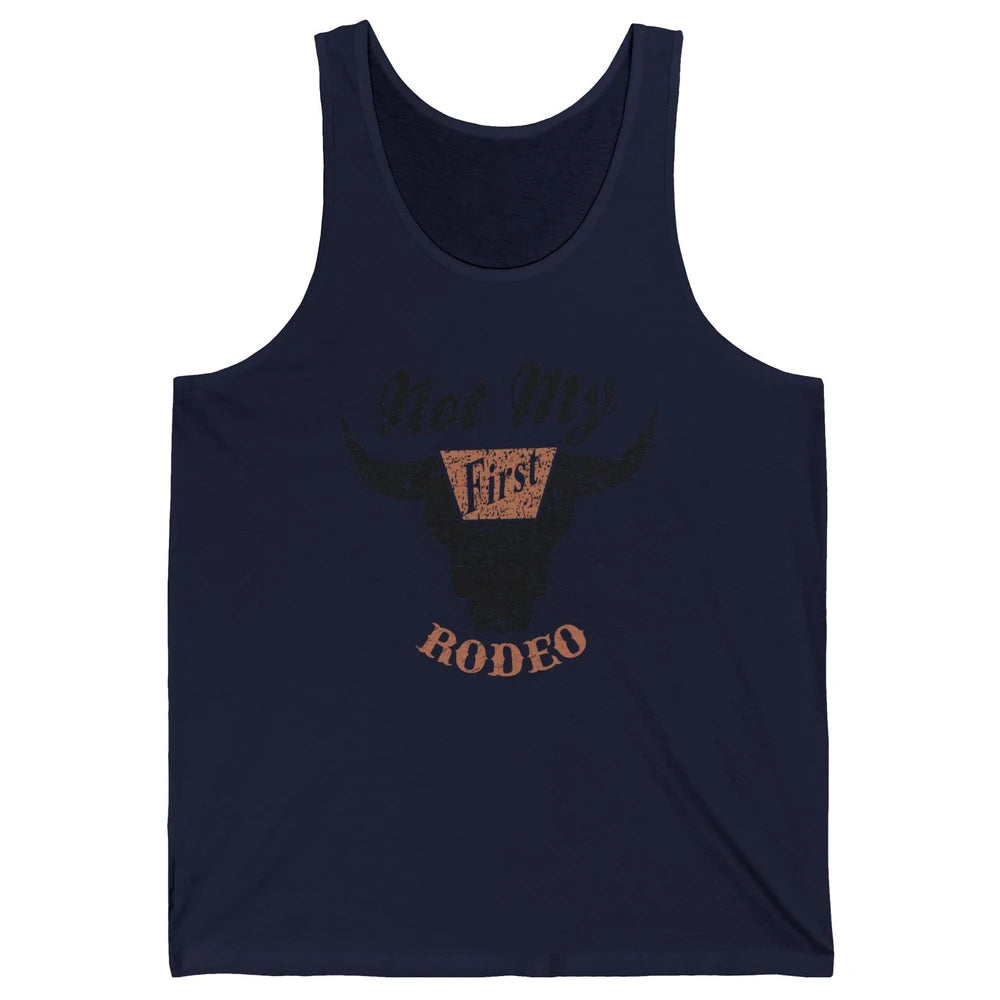 Retro Bull Skull Not My First Rodeo Western Country Cowboy Unisex Jersey Tank