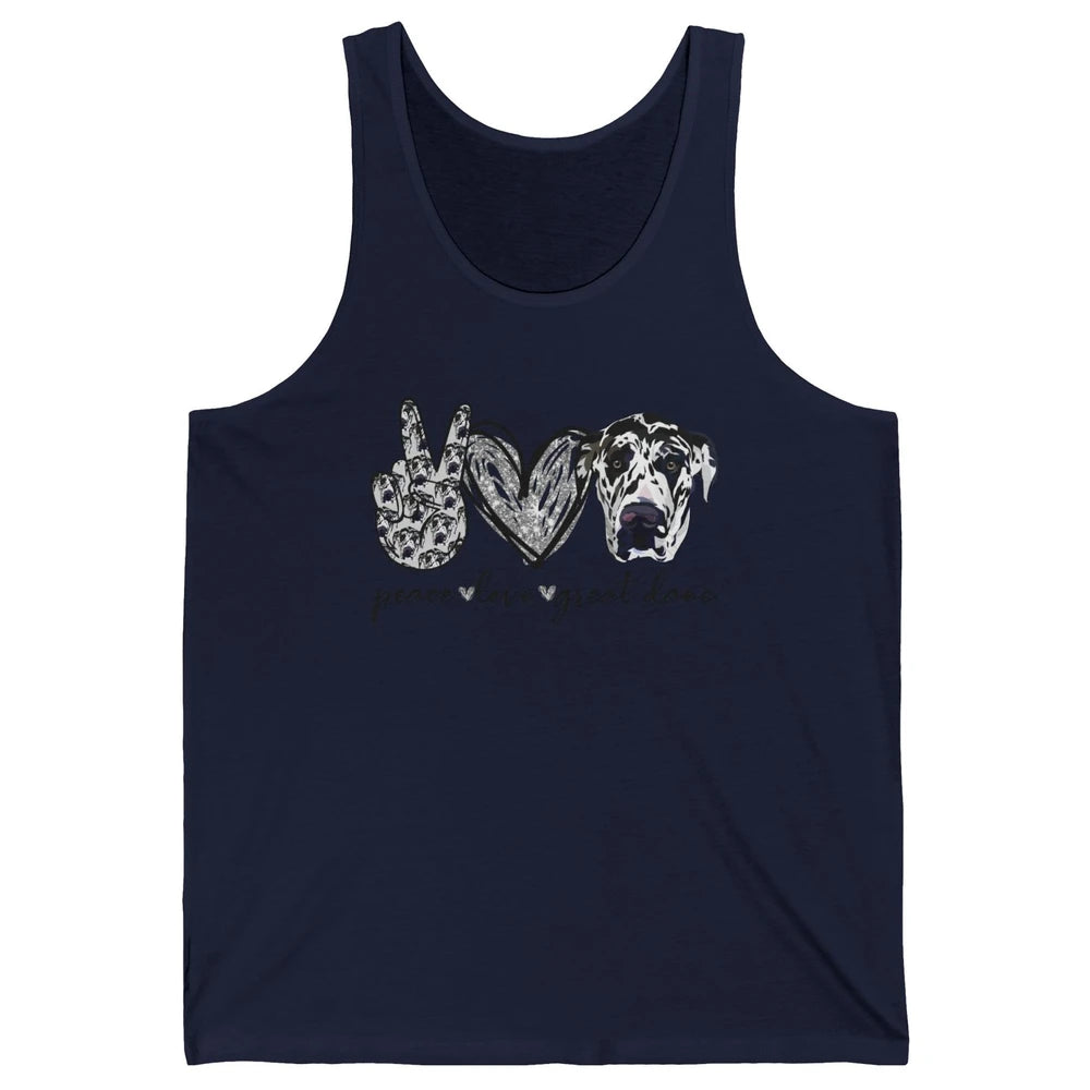 Peace Love Great Dane Dog Lovers Great Dane Mothers Fathers Unisex Jersey Tank
