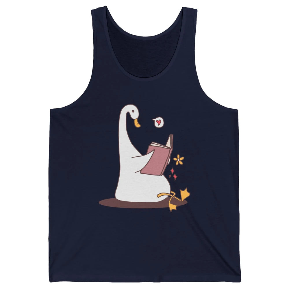 Funny Silly Goose Book Reading Goose Book Lovers Bookish Unisex Jersey Tank