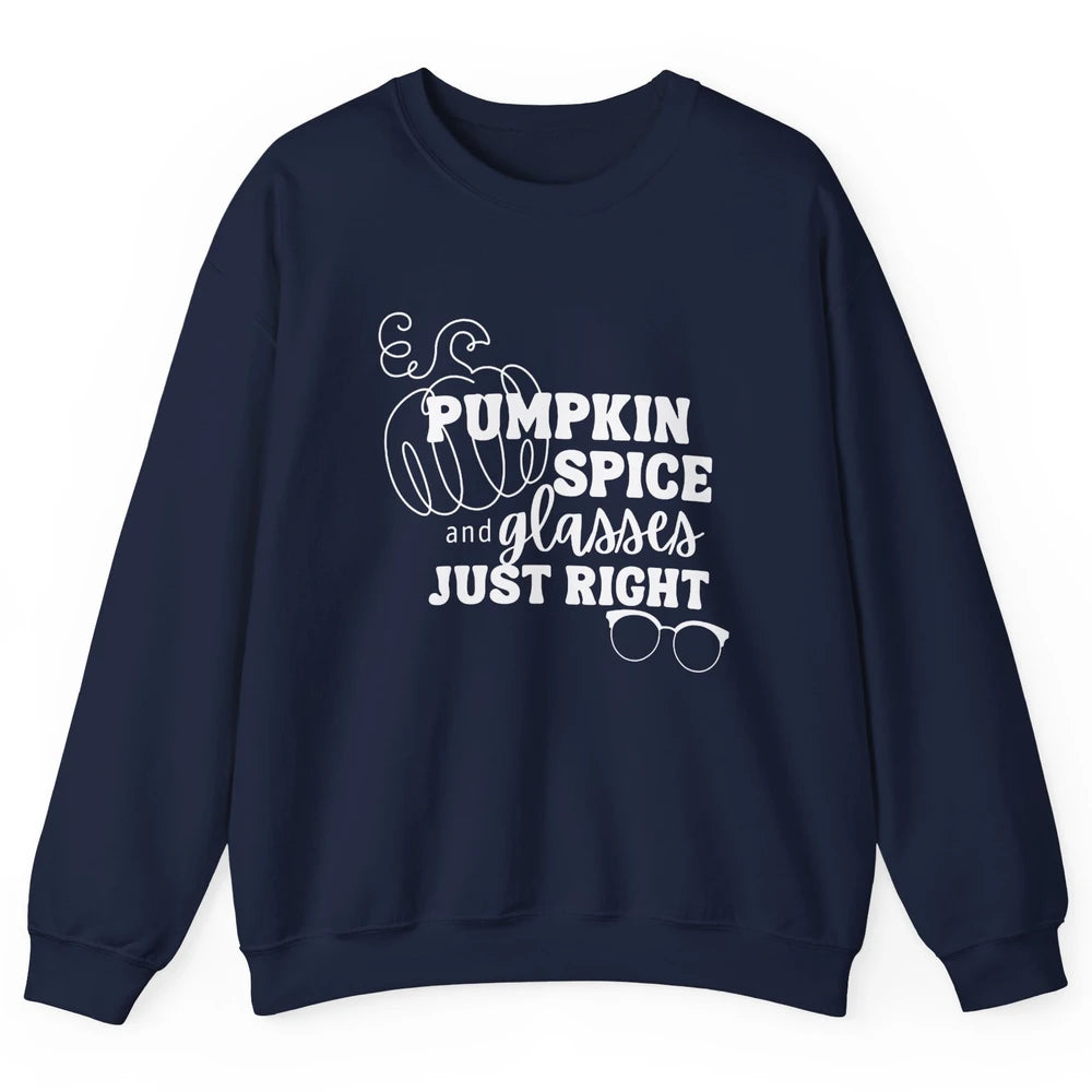 Optometrist Pumpkin Spice Glasses Just Right Optician Fall Unisex Crewneck Sweatshirt