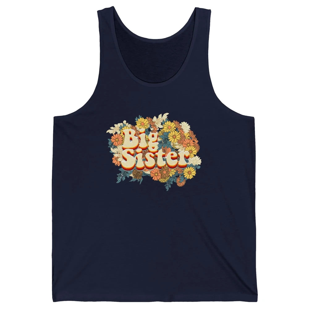 Retro Floral Big Sister Siblings Little Sister Gift Unisex Jersey Tank