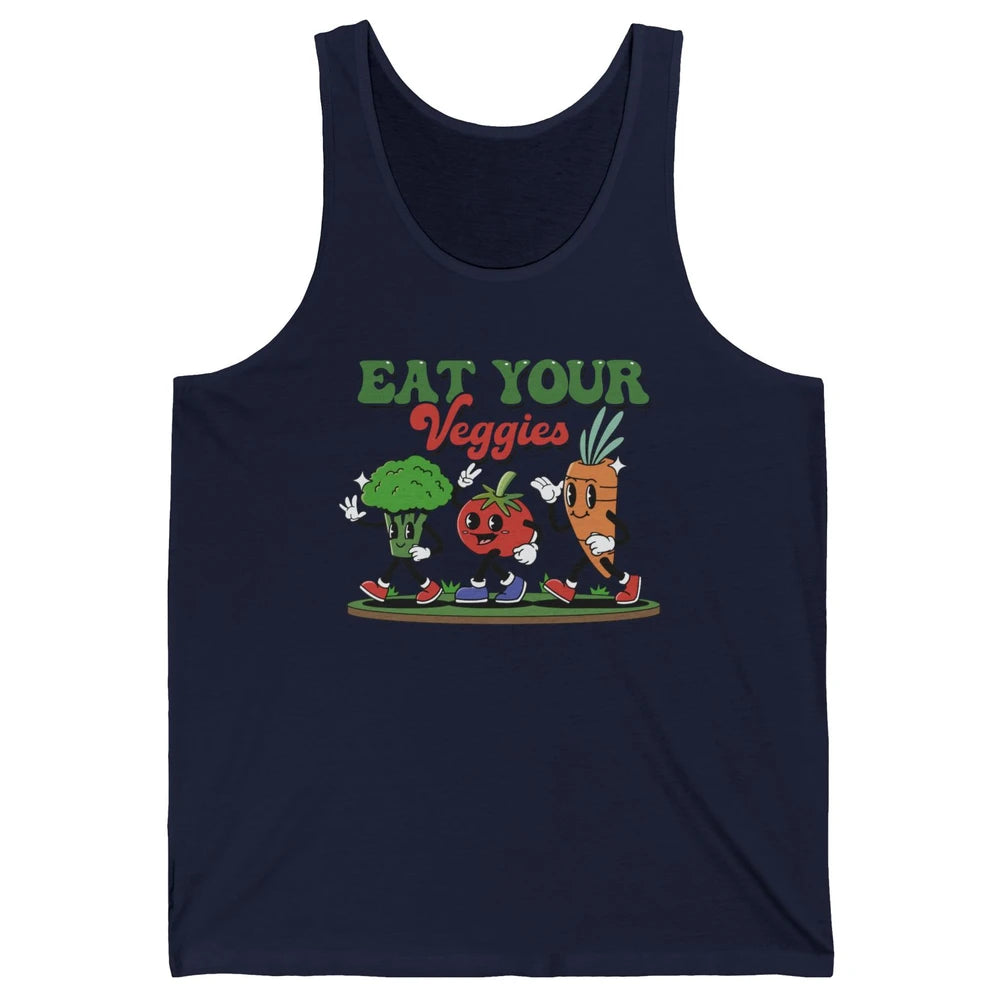 Retro Farm Fruit Eat Your Veggies Gardening Vegan Farmer Unisex Jersey Tank