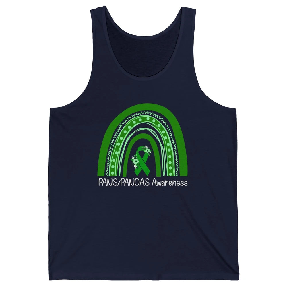 PANS/PANDAS Awareness Floral Green Ribbon Rainbow Pans Unisex Jersey Tank