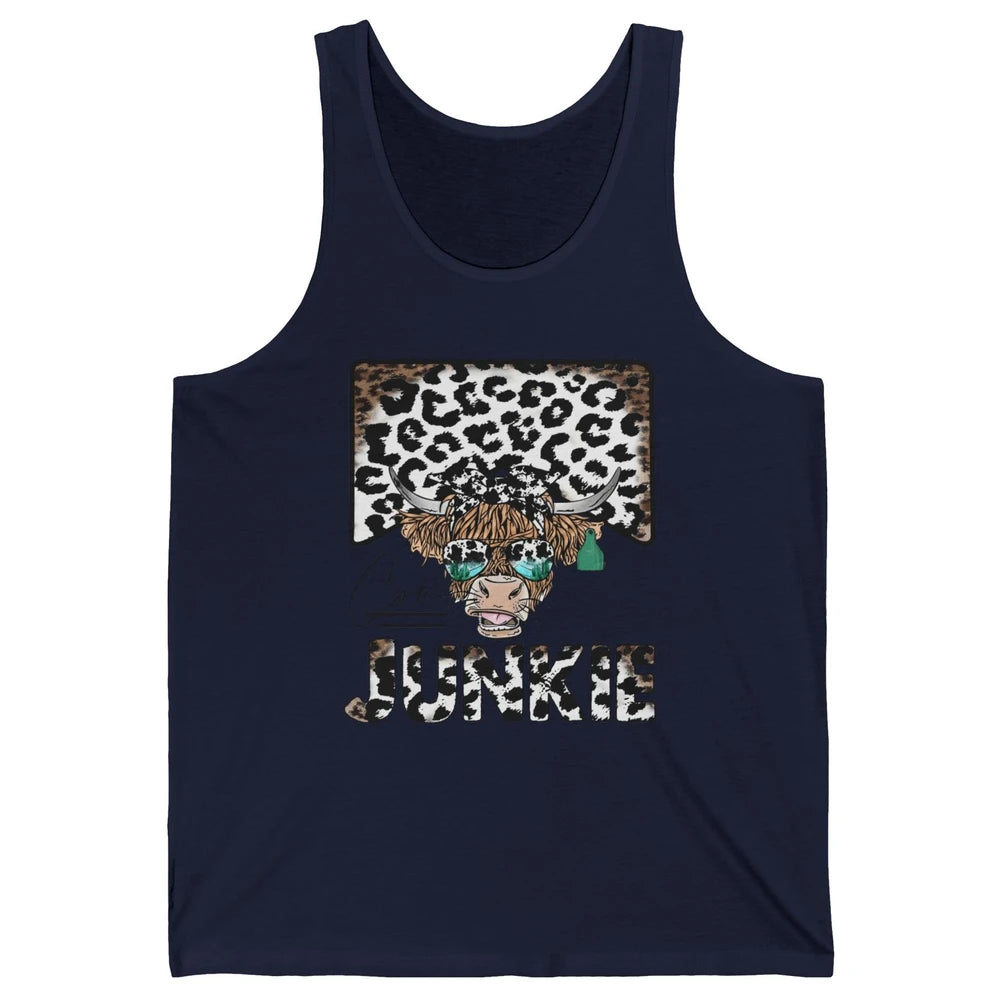 Leopard Highland Cow Bandana Cow Junkie Western Country Unisex Jersey Tank