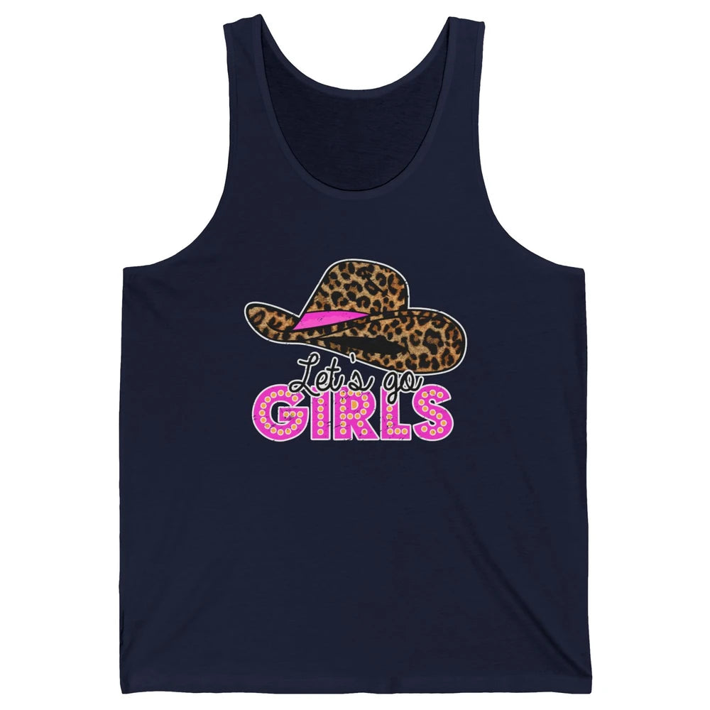 Vintage Leopard Cowgirl Hat Let's Go Girls Western Country Unisex Jersey Tank