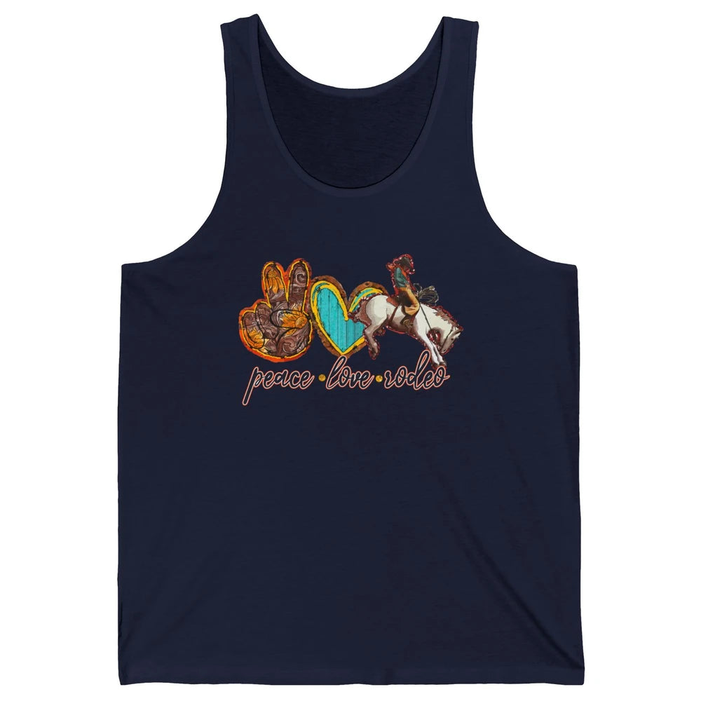 Retro Peace Love Rodeo Cowboy Boots Western Country Cowgirl Unisex Jersey Tank