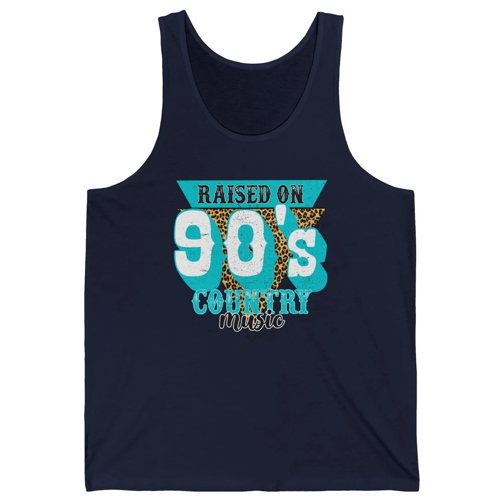 Retro Leopard Raised On 90s Country Music Western Cowgirl Unisex Jersey Tank