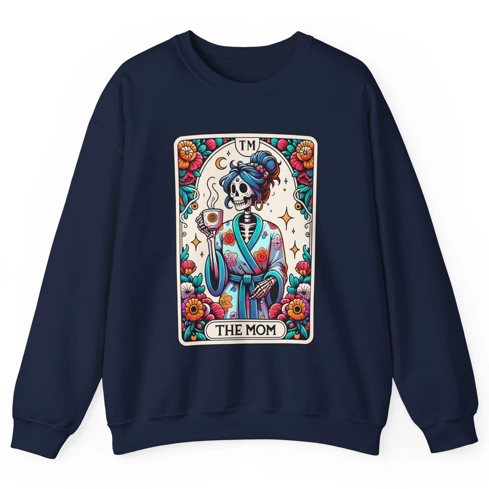 Retro Floral Skeleton The Mom Tarot Card Halloween Mom Life Unisex Crewneck Sweatshirt
