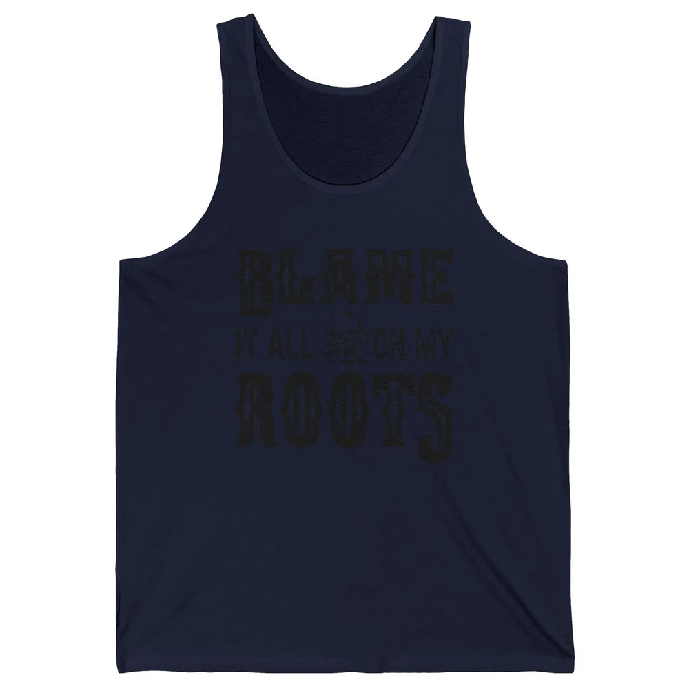 Retro Cowboy Boots Hat Blame It On My Roots Western Cowgirls Unisex Jersey Tank