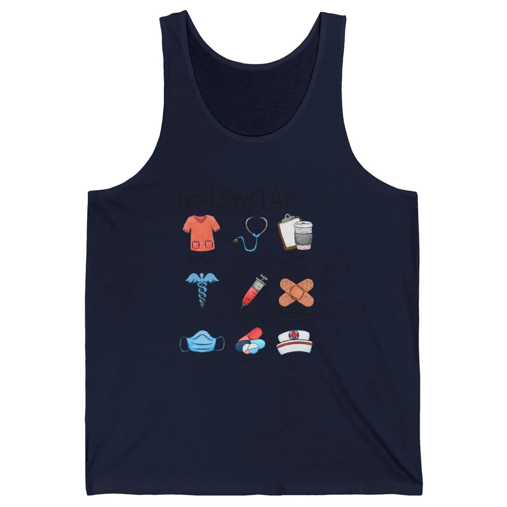 Nurse Christian God Says I Am Bible Verse Religious Western Unisex Jersey Tank