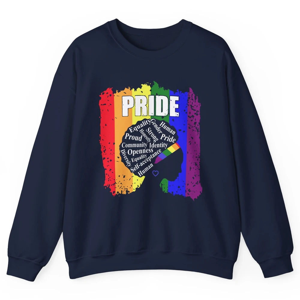 Proud Afro Girl Gay Pride Month Equality Unisex Crewneck Sweatshirt