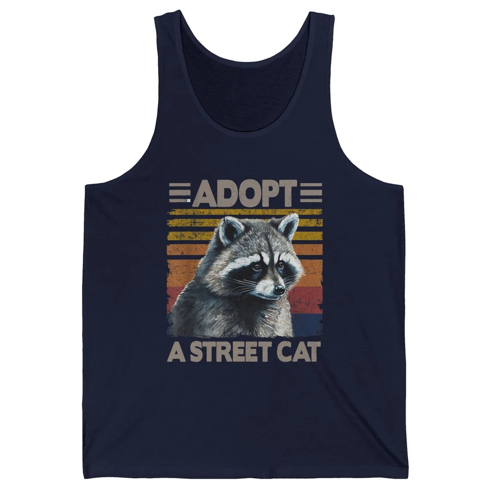 Retro Adopt A Street Cat Raccoon Watercolor Possum Adoption Unisex Jersey Tank