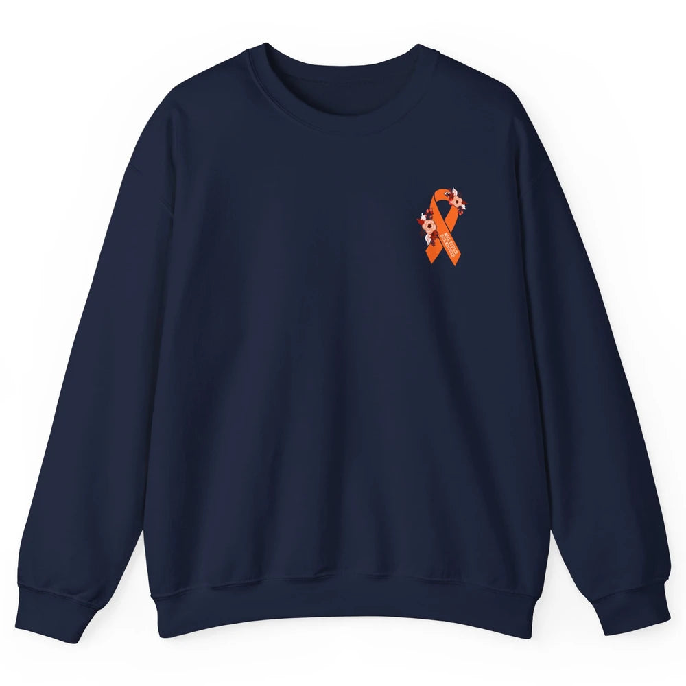 Multiple Sclerosis Awareness Floral Orange Ribbon Rainbow Unisex Crewneck Sweatshirt