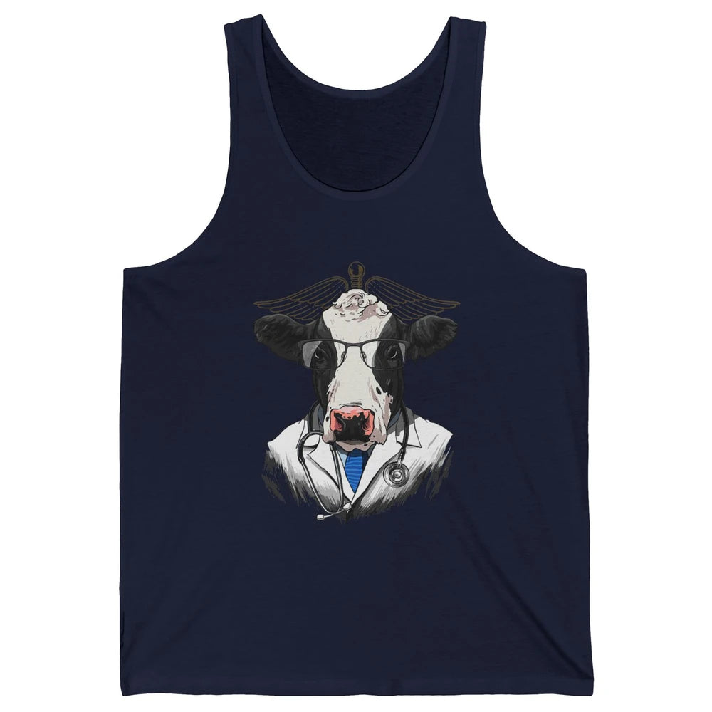 Funny Cow Vet Doctor Physician Surgeon Vet Tech Veterinarian Unisex Jersey Tank
