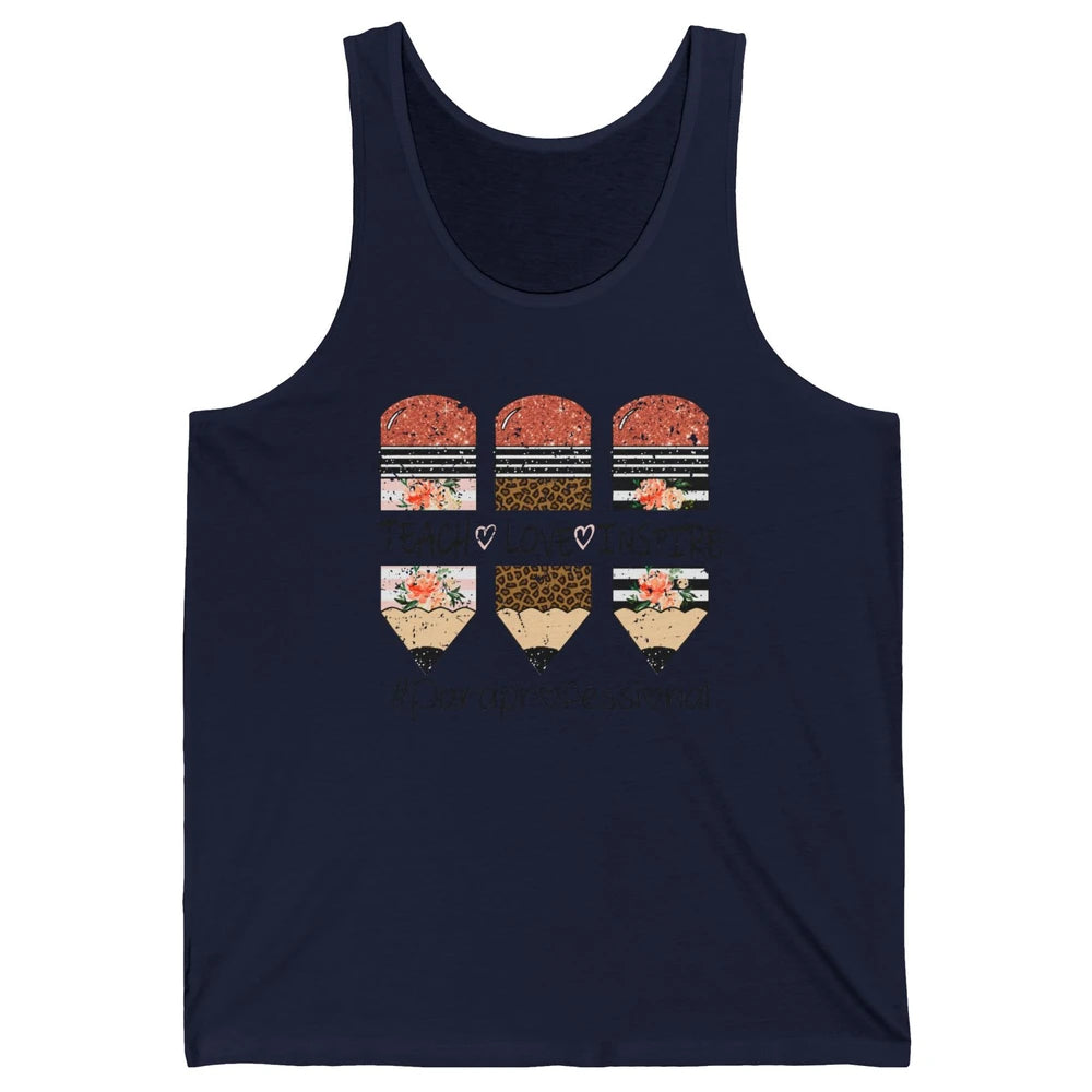 Retro Floral Leopard Teach Love Inspire Paraprofessional Unisex Jersey Tank