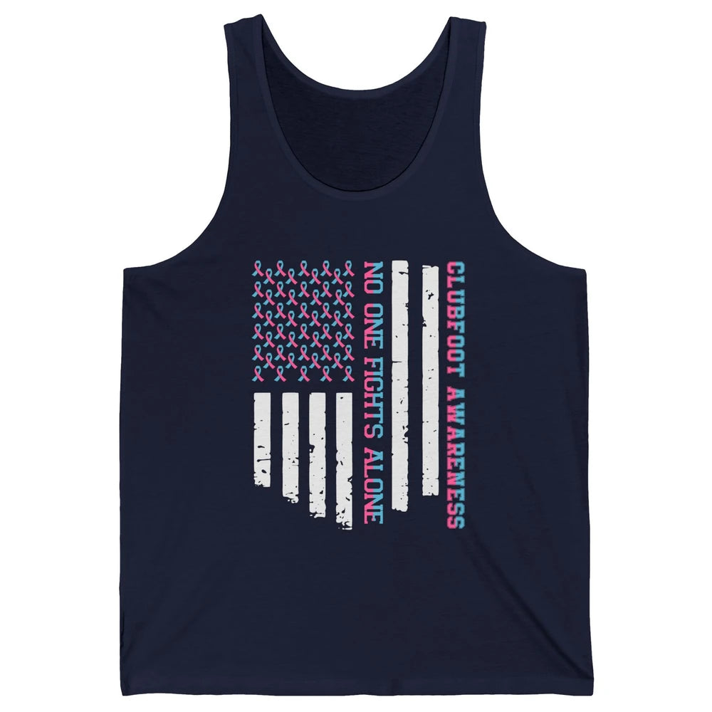 Retro Clubfoot Awareness Ribbon No One Fight Alone US Flag Unisex Jersey Tank