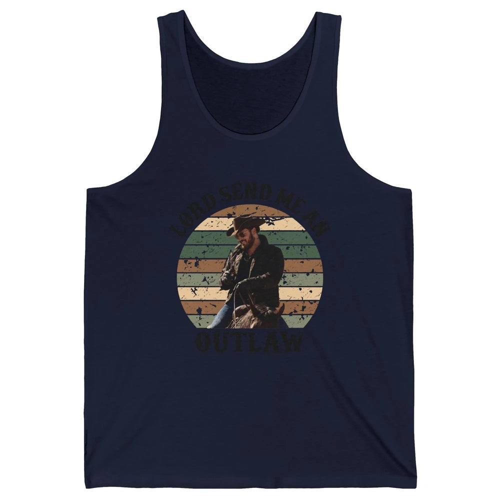 Retro Cowboy Horsing Lord Send Me An Outlaw Western Country Unisex Jersey Tank