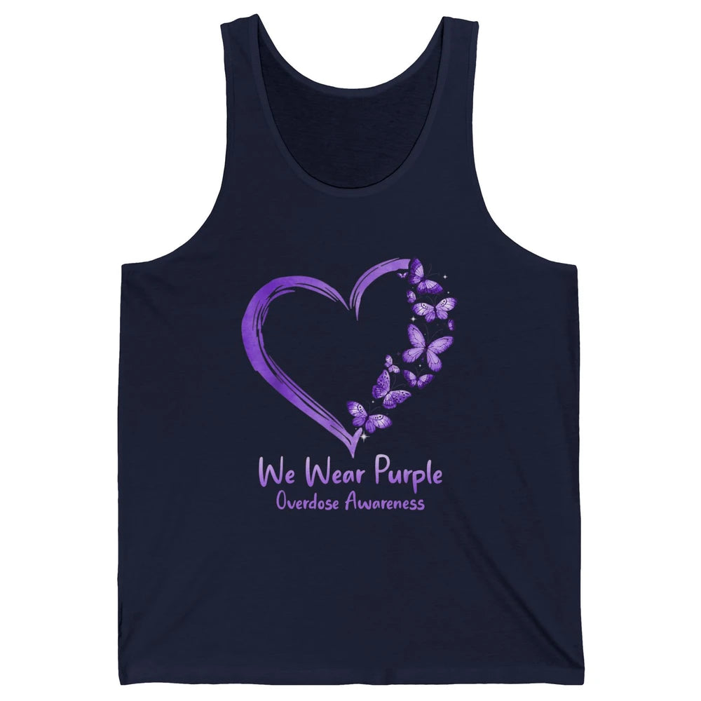 Overdose Awareness Month Love Purple Butterfly Heart Warrior Unisex Jersey Tank