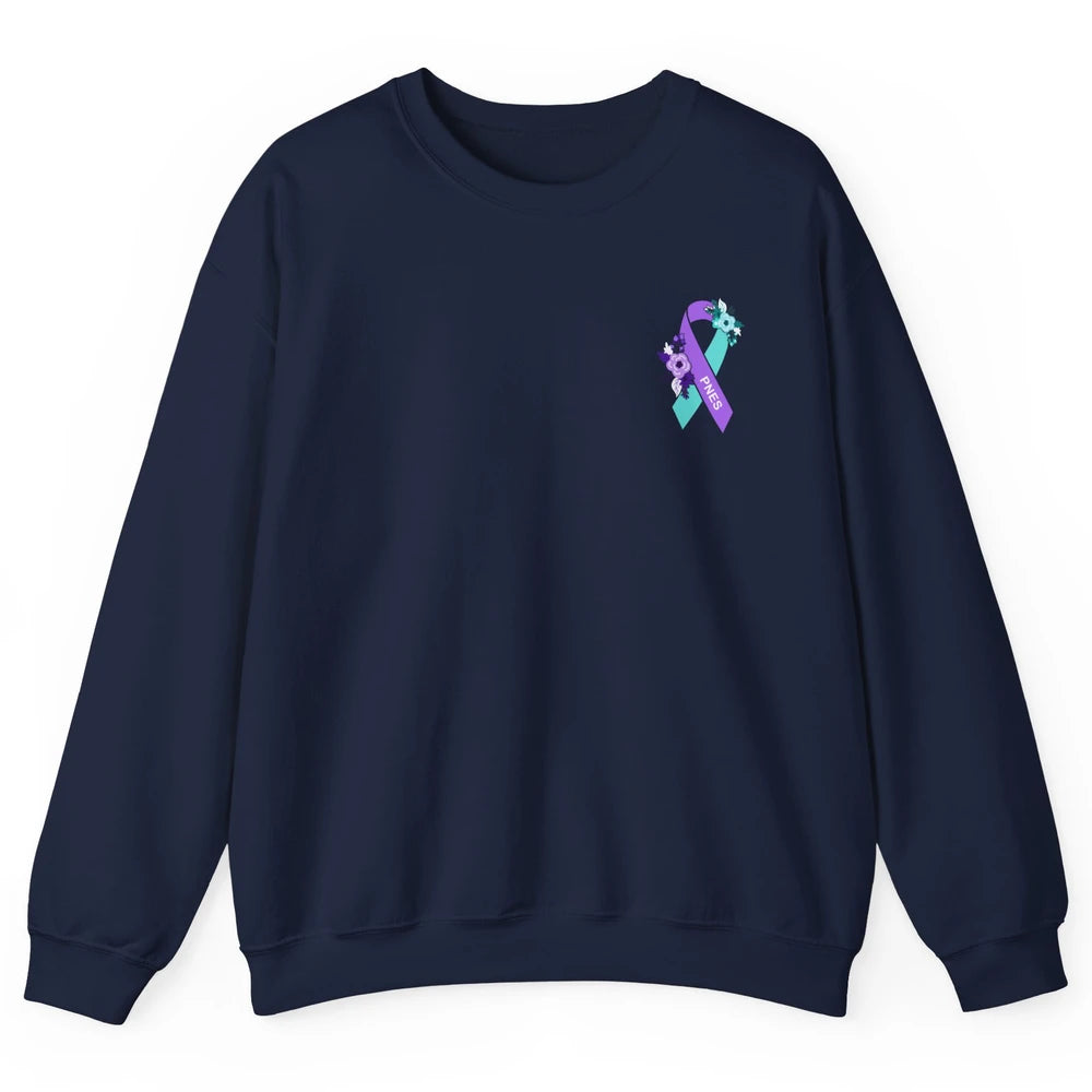 Psychogenic Non-epileptic Seizures PNES Purple Teal Ribbon Unisex Crewneck Sweatshirt