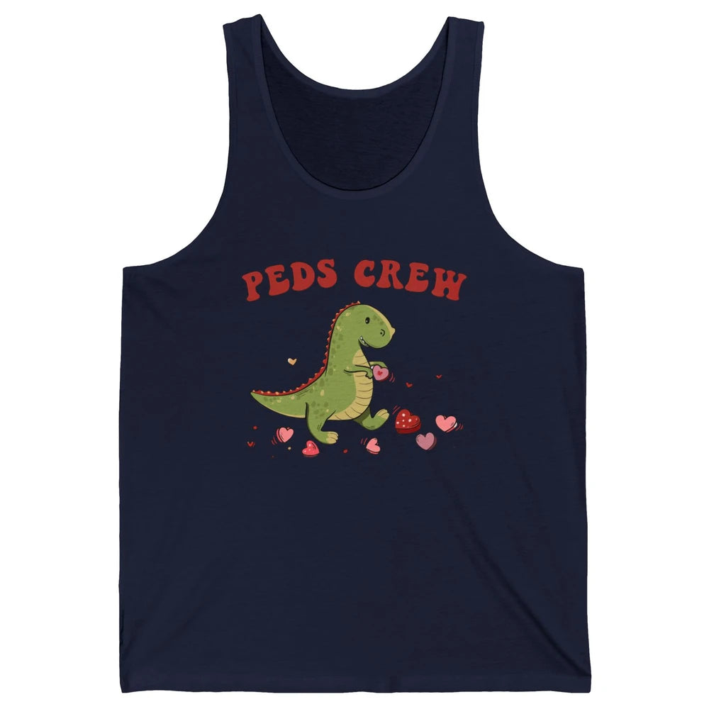 Pediatric Nurse Valentines Dinosaur Peds Crew Valentines Day Unisex Jersey Tank