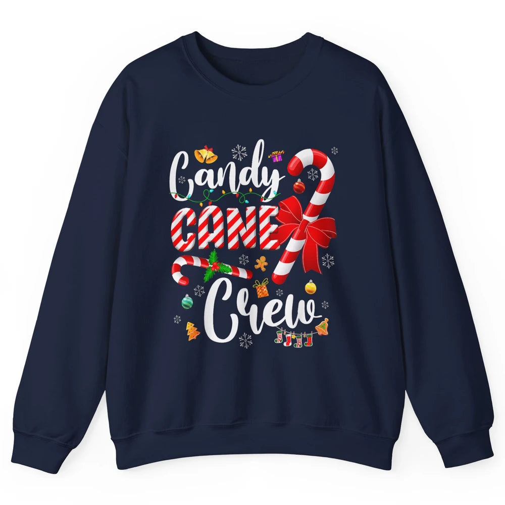 Merry Christmas Sweet Candy Cane Crew Xmas Tree Lights Santa Unisex Crewneck Sweatshirt
