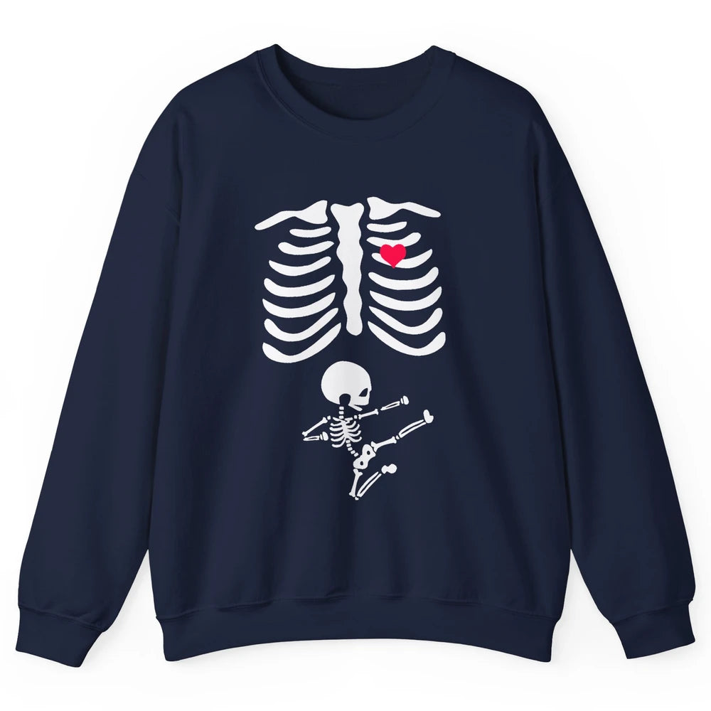 Pregnant Halloween Skeleton Naughty Baby Boy Pumpkin Costume Unisex Crewneck Sweatshirt