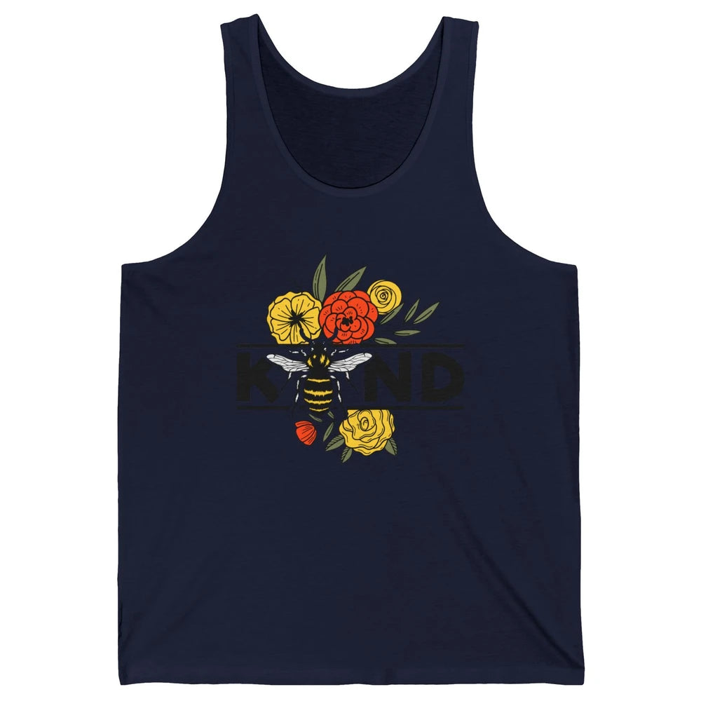 Retro Be Kind Leopard Rainbow Boho Love Mental Health Matter Unisex Jersey Tank