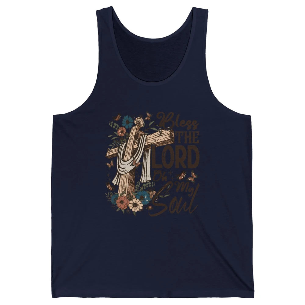 Retro Christian Floral Jesus Cross Bless The Lord Oh My Soul Unisex Jersey Tank