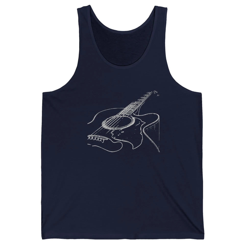 Retro Acoustic Guitar Guitarist Musician Music Lovers Gift Unisex Jersey Tank