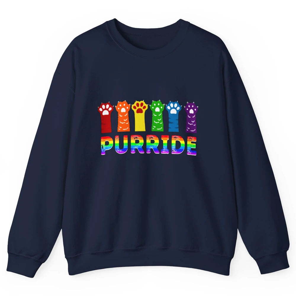Purride Funny Cat Lover LGBT Pride Awareness Gift LGBT Month Unisex Crewneck Sweatshirt