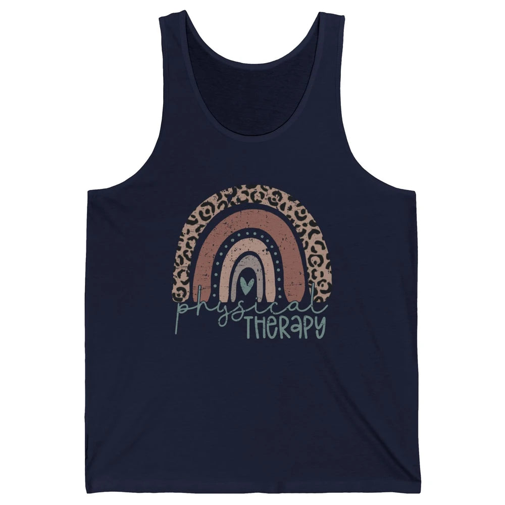 Retro Physical Therapy Rainbow Physical Therapist PT Leopard Unisex Jersey Tank