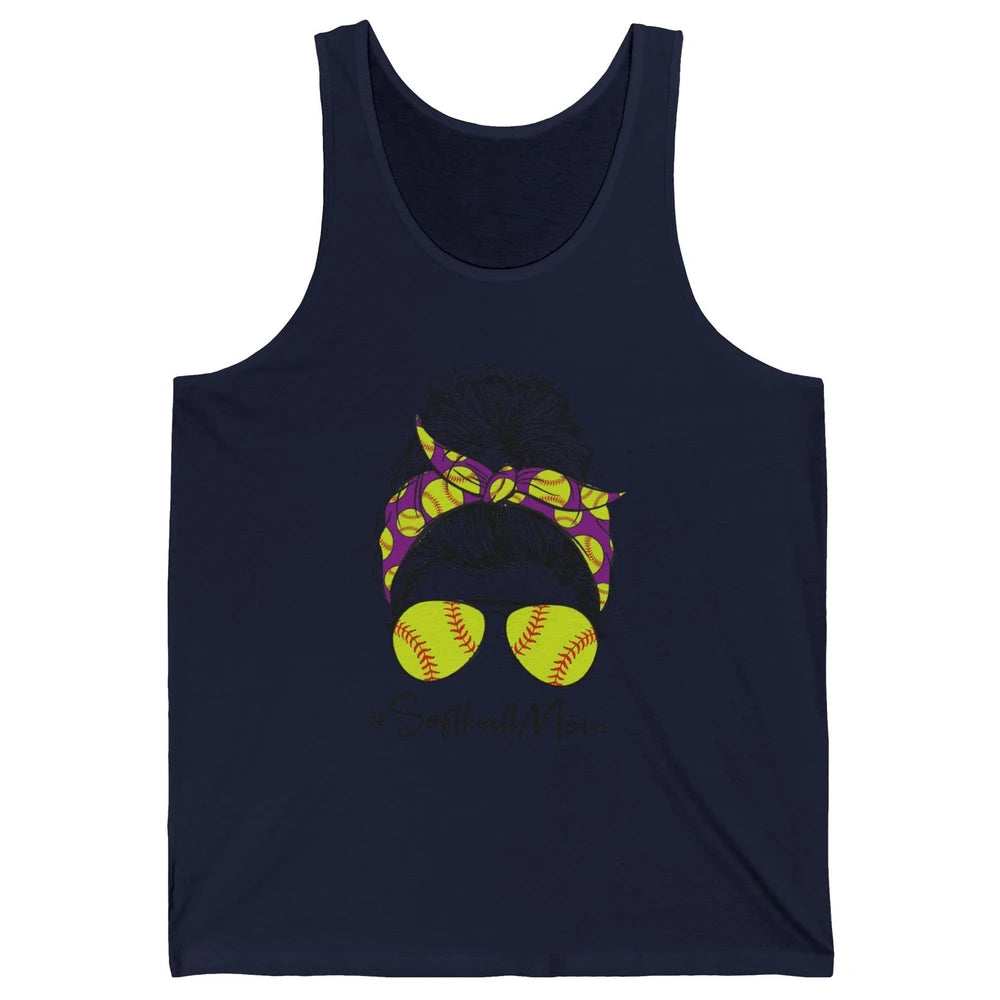 Mom Life Softball Mom Bun Softball Headband Sunglasses Unisex Jersey Tank