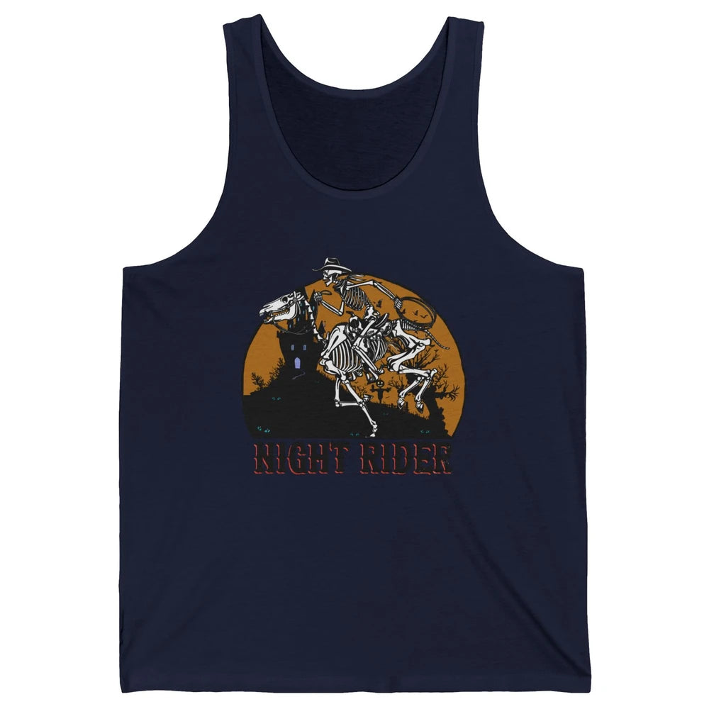 Cowboy Skeleton Bucking Horse Night Rider Western Halloween Unisex Jersey Tank