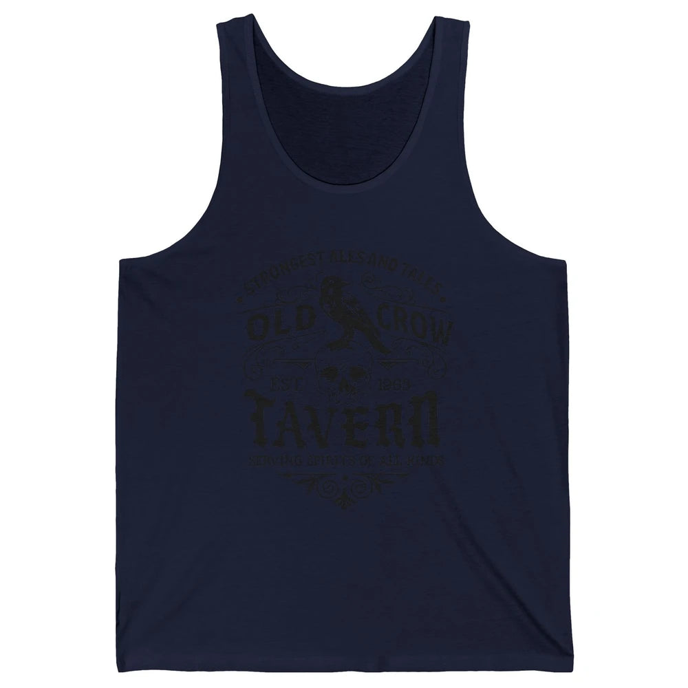 Old Crow Farmhouse Tavern Serving Spirit All Kinds Halloween Unisex Jersey Tank