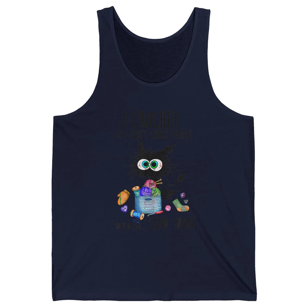 I Crochet So I Dont Choke People Cute Black Cat Knit Vintage Unisex Jersey Tank