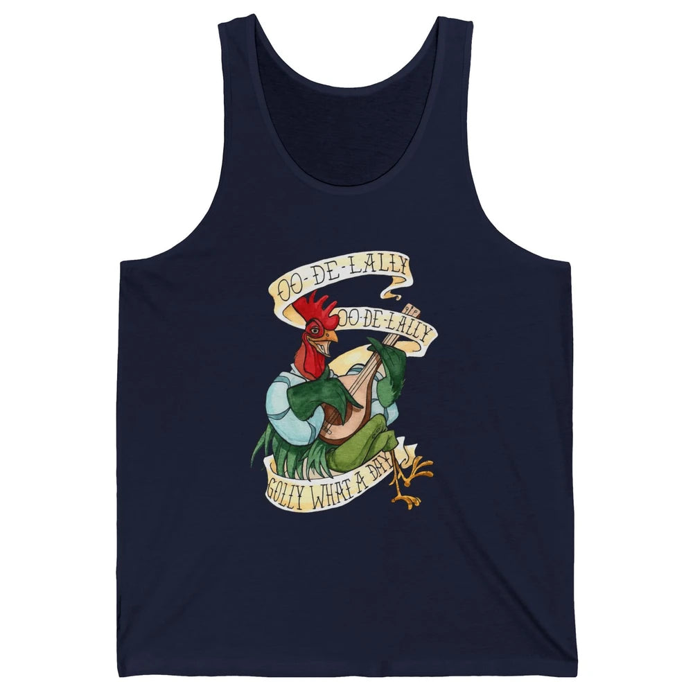 Funny Chicken Rooster Play Banjo What A Day Musician Rooster Unisex Jersey Tank